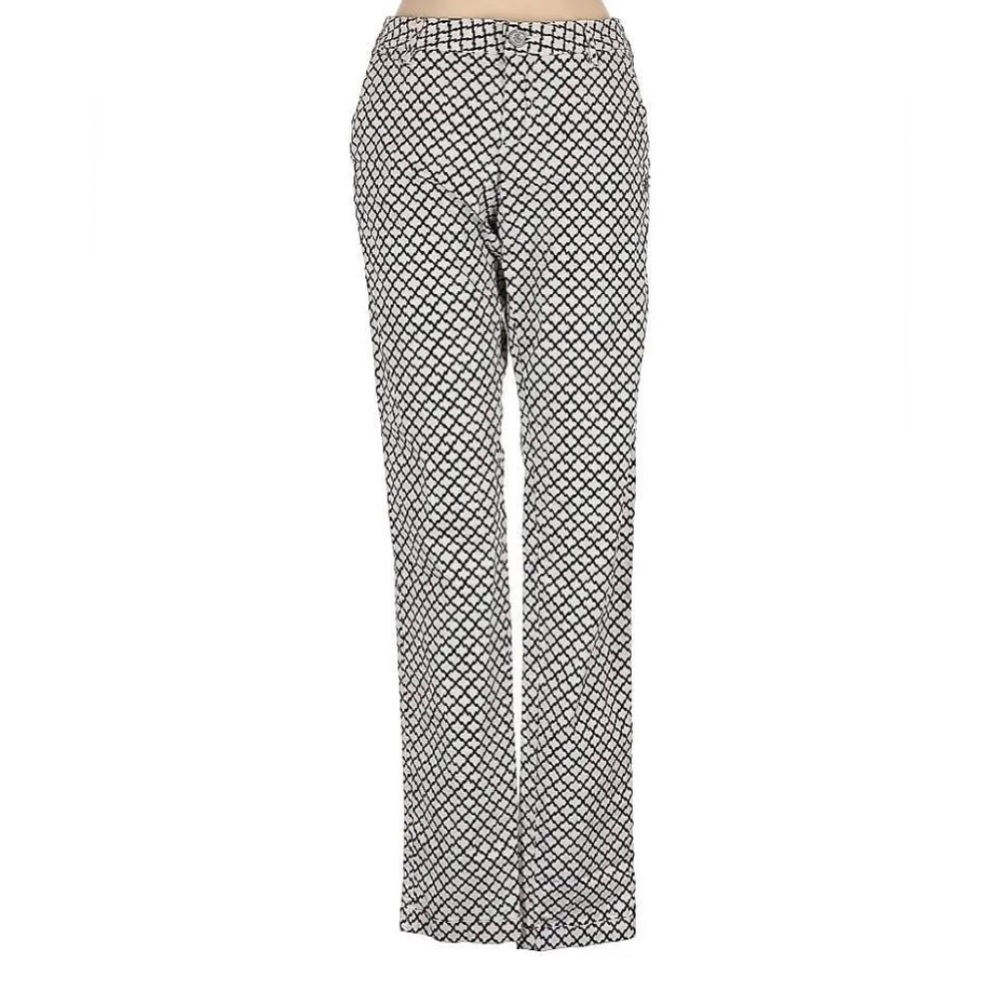 White and Blue Pants Lattice print Pants